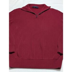 Zegna Sport 1/4 Zip Sweater Wool Maroon Red Long Sleeve Men's Size Medium‎